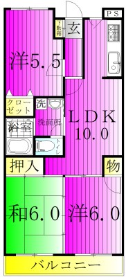第6パールメゾン海老原 301号室 間取り