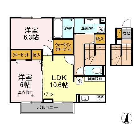 ムーンリバーB棟 202号室 間取り
