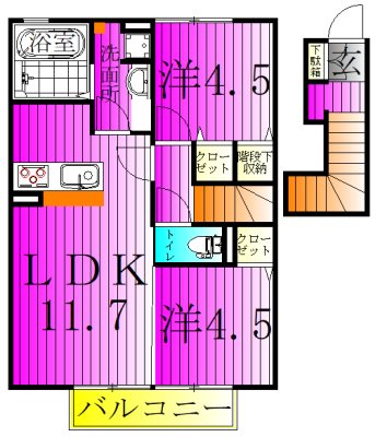 エレーナ 202号室 間取り