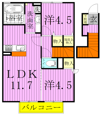 エレーナ 202号室 間取り