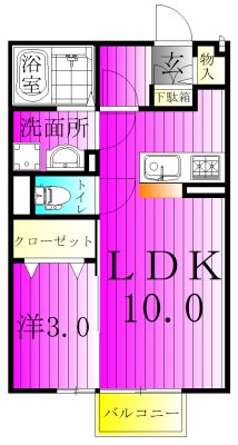 メルベーユパルⅡ 103号室 間取り