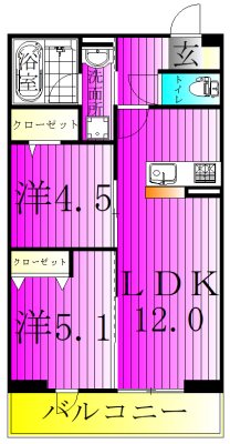 デュランタ 102号室 間取り
