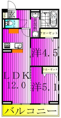 デュランタ 201号室 間取り