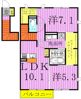 グランボヌールⅢ 201号室 間取り