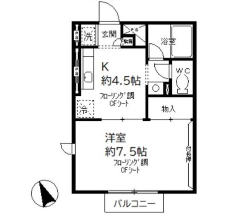 ドミール北初富 203号室 間取り