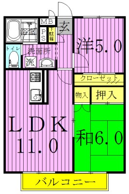 メゾネットプラザ南柏3号棟 204号室 間取り