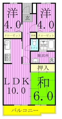サンソレイユ松戸 604号室 間取り
