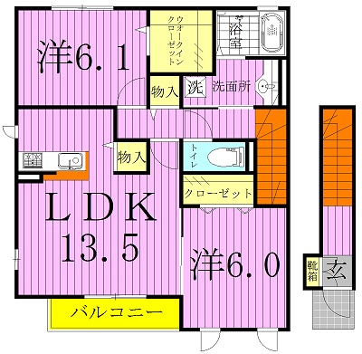 グレイスヒル 201号室 間取り