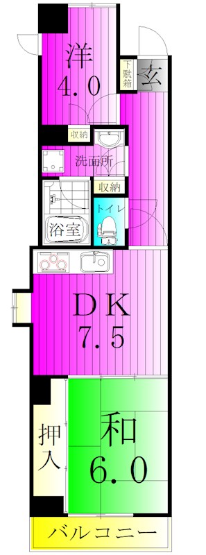 松戸竹ヶ花パークハウス 106号室 間取り