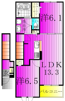 アルカディアC 204号室 間取り