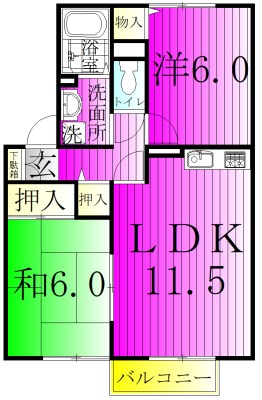 グリーンシャトルA 201号室 間取り