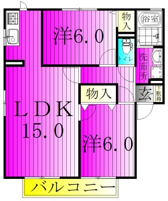 フルール・　アルス 201号室 間取り