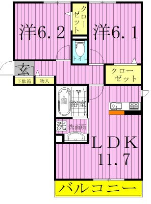 メゾン・ド・シャルマン 101号室 間取り