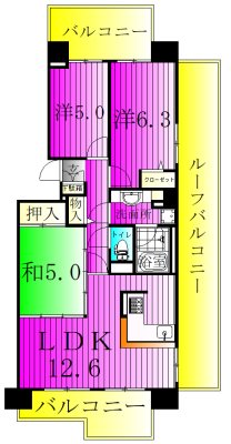 サンパセオ新柏E号館 806号室 間取り