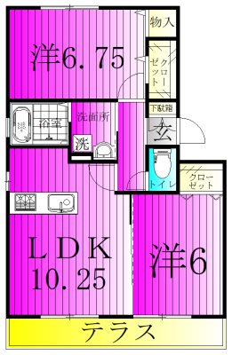 グラシューズⅠ 102号室 間取り