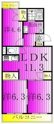 大津ケ丘ハイツ 102号室 間取り