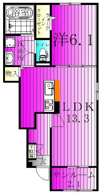 ソレイユ・ファミールⅢ 104号室 間取り