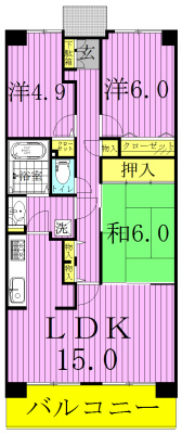 白井ロジュマン 811号室 間取り