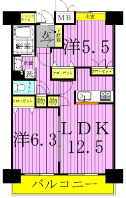 ウインベル我孫子 408号室 間取り