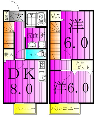コーポ双伸 6 102号室 間取り