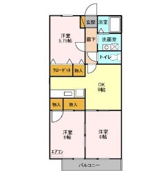 セジュール北中沢 105号室 間取り