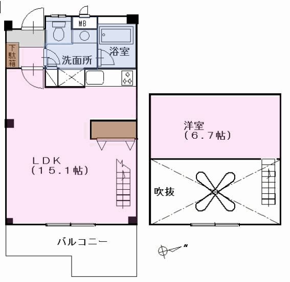 メイクスＦ棟 208号室 間取り