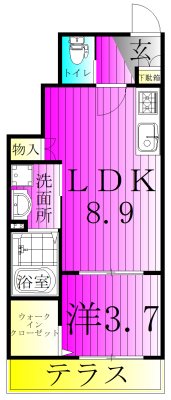 ハレレア南柏 102号室 間取り