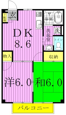 パークサイドハイツ 101号室 間取り
