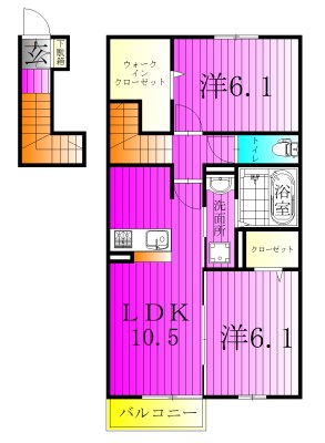 カスターニャⅡ 206号室 間取り