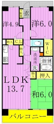 白井ロジュマン 718号室 間取り