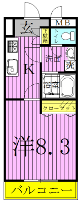 ヴィラ寿 102号室 間取り