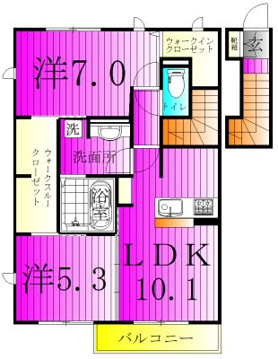 グランボヌールⅤ  203号室 間取り