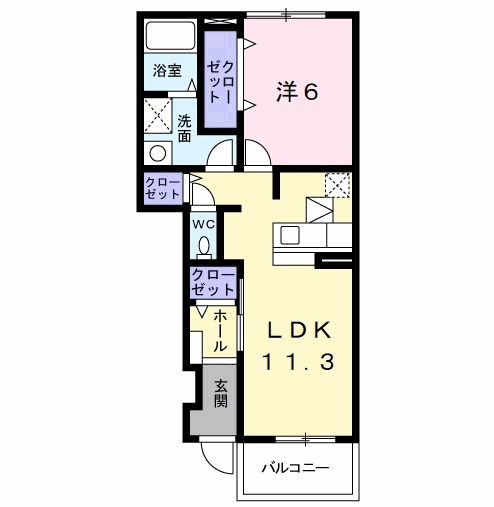 ベルク　フルスA 102号室 間取り