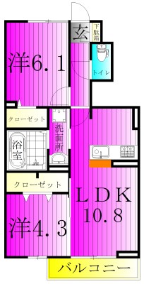 ル・コンフォール 103号室 間取り