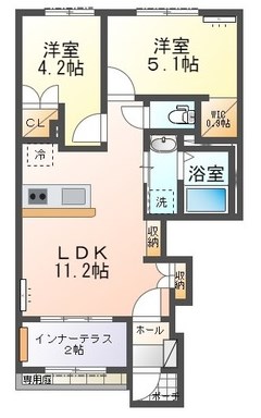 エスターテ 101号室 間取り
