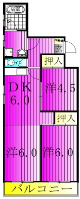 柏タウンハイツ 501号室 間取り