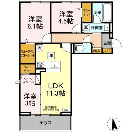 レクラン 103号室 間取り