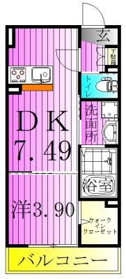 AJ南柏WestⅠ 105号室 間取り