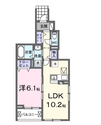 ルチル　Ⅵ 101号室 間取り