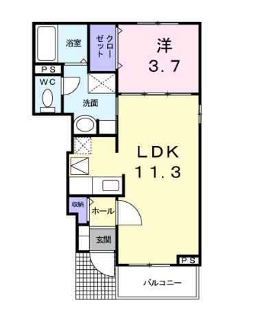 スカイハイツ1号館 104号室 間取り