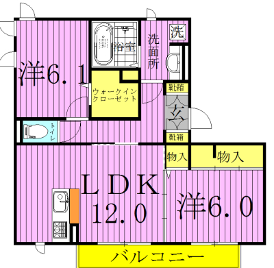 エスポワールＢ棟 (小青田) 105号室 間取り