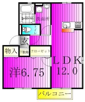 グロワール 101号室 間取り