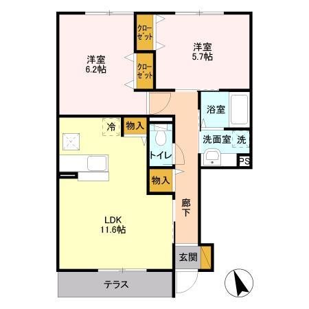 ボナール酒井根Ⅰ号棟 102号室 間取り