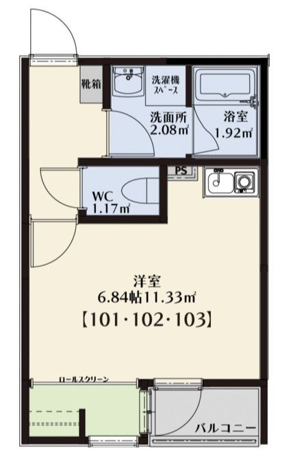 SKリデンテⅦ 102号室 間取り