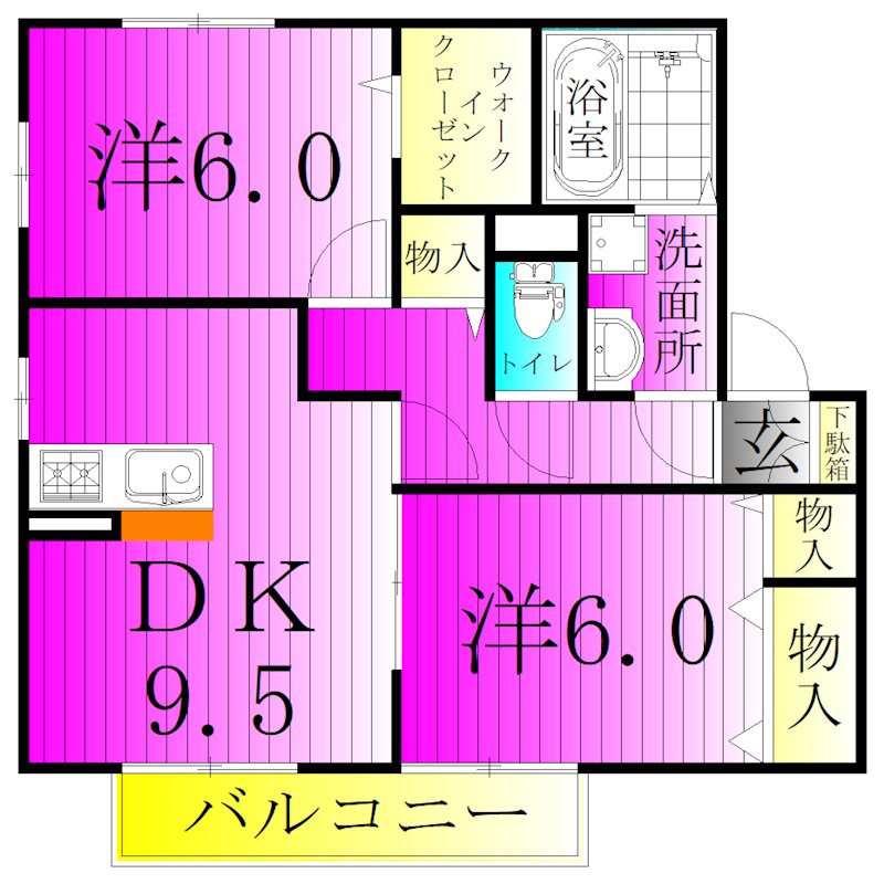ソレアードＤ棟 202号室 間取り