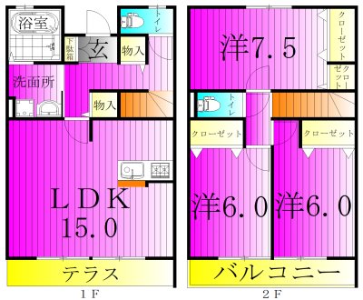 アルファタウン天王台Ｇ 102号室 間取り