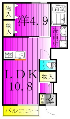 クレール松葉Ⅲ 106号室 間取り