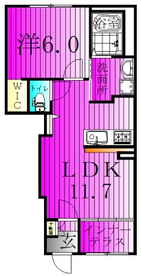 クロワサンス 102号室 間取り