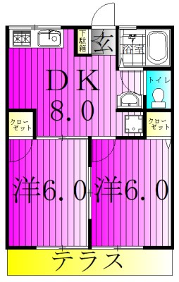 コーポ北稜B 202号室 間取り