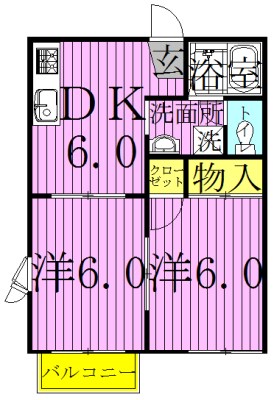 島村コーポ Ｂ 101号室 間取り